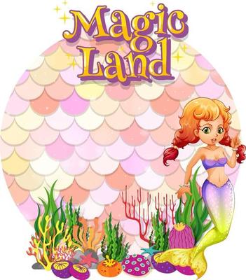 Beautiful mermaid with blank pastel scales banner isolated