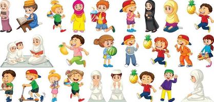 Children doing different activities cartoon character set vector