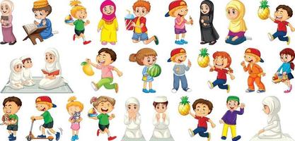 Children doing different activities cartoon character set vector