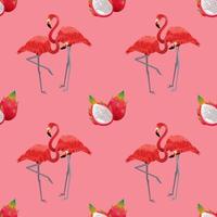 tropical birds and fruit seamless pattern vector