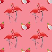 tropical birds and fruit seamless pattern vector