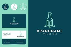 bottle line art logo design and business card vector