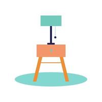 Side Table with Lamp Flat Vector Illustration