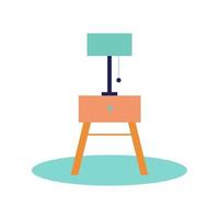 Side Table with Lamp Flat Vector Illustration