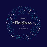 Christmas Greeting Card Illustration with Wreath and Stars vector