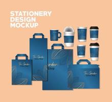 Stationery full pack mockup design vector