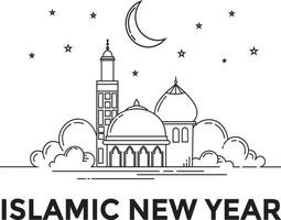 Monoline design style of islamic new year 2021 vector