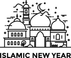 Monoline design style of islamic new year 2021 vector