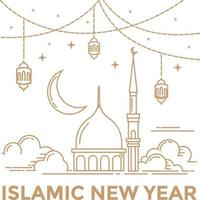 Monoline design style of islamic new year 2021 vector