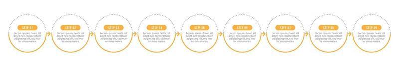 Minimal 9 Steps Business Infographics template vector