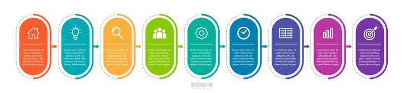 Minimal 9 Steps Business Infographics template vector