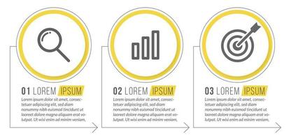 Plantilla de infografía empresarial con 3 pasos. vector