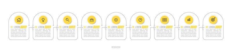 Business Infographic Process Template with 9 Steps vector