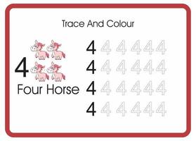 count trace an colour horse number 4 vector