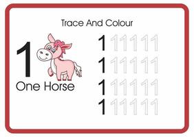 count trace an colour horse number 1 vector