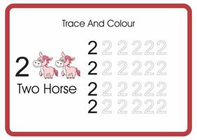 count trace an colour horse number 2 vector