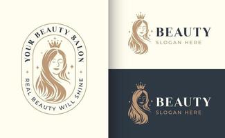 diseño de logotipo de peluquería de mujer vector