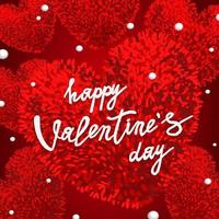 feliz día de san valentín tarjeta de felicitación con corazones rojos y perlas esponjosas vector