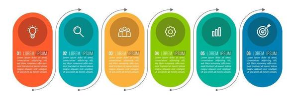 Plantilla de infografía empresarial con 6 pasos. vector