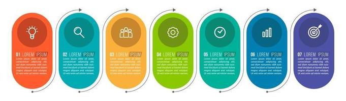 Plantilla de infografía empresarial con 7 pasos. vector