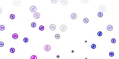 Light pink, blue vector pattern with coronavirus elements.