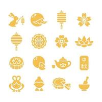 conjunto de iconos del festival del medio otoño vector