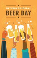 People Celebrating International Beer Day vector