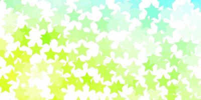 Light Blue, Green vector background with colorful stars.