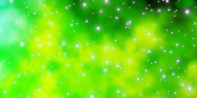 patrón de vector verde claro, amarillo con estrellas abstractas.