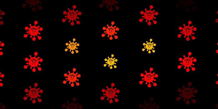 Patrón de vector rojo oscuro con elementos de coronavirus.