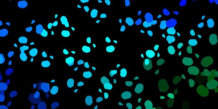 Dark blue, green vector background with random forms.