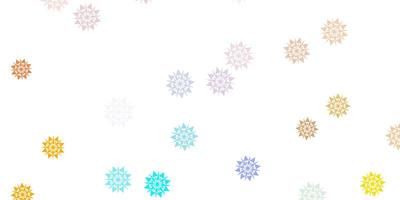 Light blue, yellow vector beautiful snowflakes backdrop with flowers.