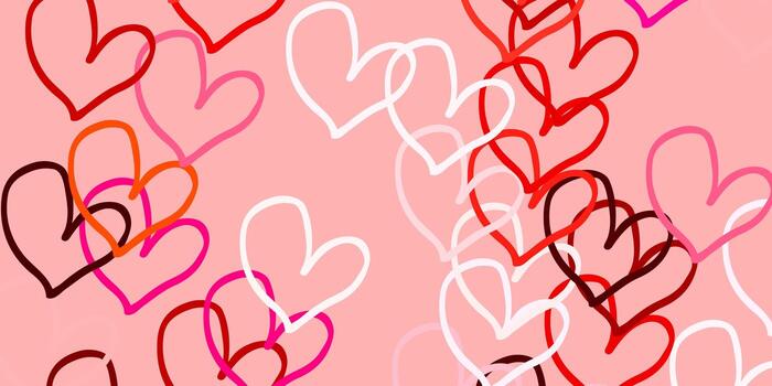 Light Red vector background with hearts.