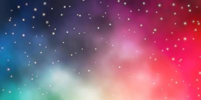 Light Green, Red vector background with colorful stars.