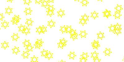 Light yellow vector pattern with coronavirus elements.