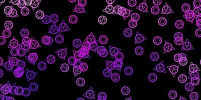 patrón de vector de color púrpura oscuro con elementos mágicos.