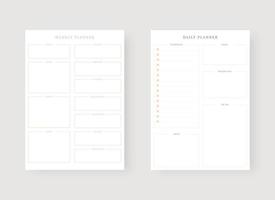 Set of planner and to do list. Daily and weekly planner template. vector