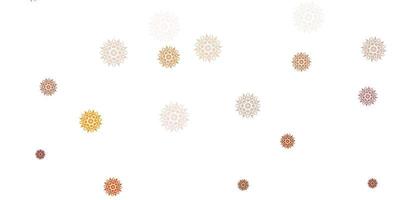 Light green, yellow vector beautiful snowflakes backdrop with flowers.