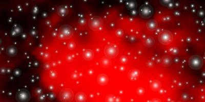 Dark Red vector background with small and big stars.