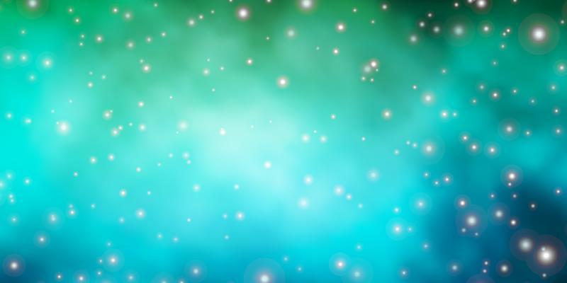 Light Blue, Green vector layout with bright stars.