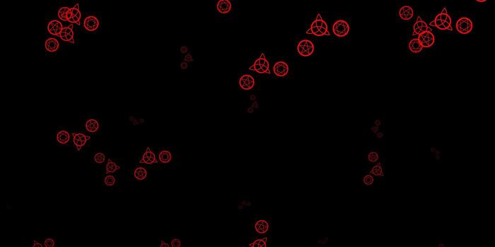patrón de vector rojo oscuro con elementos mágicos.