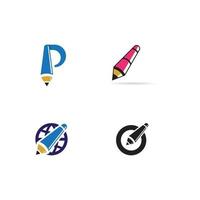 Pencil logo icon set vector