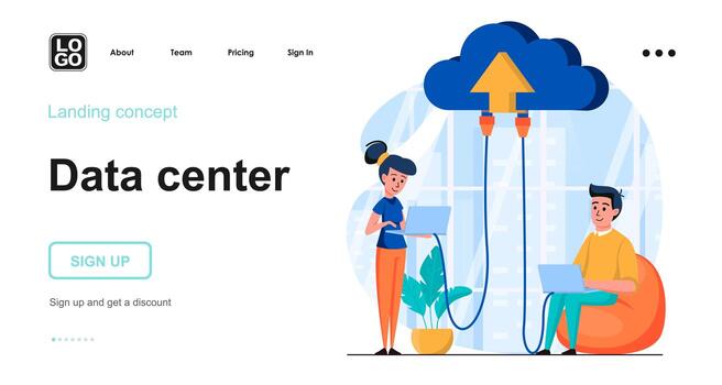 concepto web del servidor de datos vector