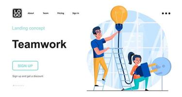 concepto web de trabajo en equipo vector