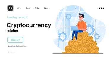 Cryptocurrency mining web concept vector