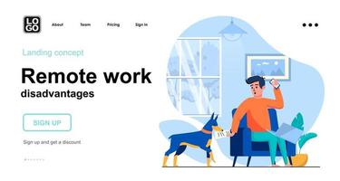 Remote work disadvantages web concept vector