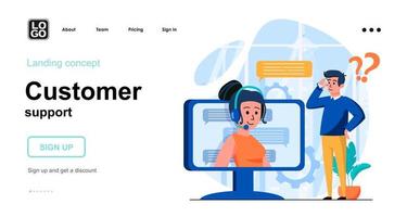 Customer support web concept vector