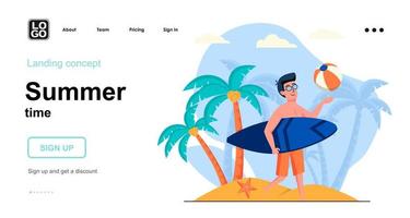 concepto web de horario de verano vector