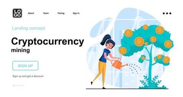 Cryptocurrency mining web concept vector