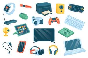 Devices cute stickers isolated set vector